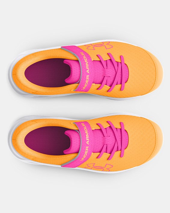 Girls' Pre-School UA Pursuit 3 AC Big Logo Running Shoes, Orange, pdpMainDesktop image number 2